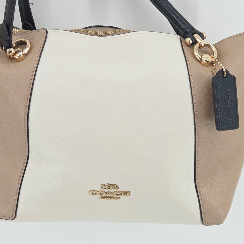Coach Kacey Colorblock Pebble Leather Satchel Crossbody Bag C6841 Chalk Tan - Picture 4 of 16